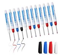 Pilikoll 12pcs Pennarelli Multiuso per Fori Pennarelli per Fori Profondi Pennarello Indelebile a Punta Fine 30mm Penna Falegname Segnare in Luoghi Profondi,Nero Blu Rosso Bianco