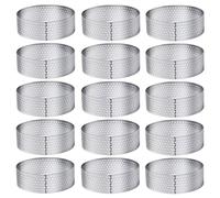 Pilikoll 15Pezzi Ø 6cm Anello Microforato Crostata per Crostate,Pasticceria | Stampo Cerchio Rotondo Perforato,Stampo Rotondo,Forato in Acciaio Inox 430 Anelli da Dessert,per Mini Torte Mini Pizze Muffin