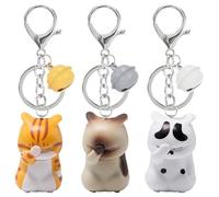 Pilikoll 3 Pezzi Portachiavi Gatto con Ciondolo Portachiavi a Forma di Gatto Portachiavi Gatto Simpatico Cartone Animato Carino Animato Portachiavi per Cresima, Nascita, Battesimo, Comunione