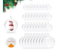Pilikoll 40 Pezzi Palline di Natale Vuote Trasparenti DIY Palline di Natale in Acrilico Palline in Plastica Trasparente per Alberi di Natale Nozze Festa Decora il Locale(Ø4cm,Ø5cm,Ø6cm,Ø8cm)