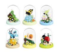 Pilikoll 6 Pezzi Costruzione di Bouquet di Fiori Insetti con Coperchio Protettivo Blocchi Costruzione Bouquet di Fiori Insetti Micro Blocchi bouquet di Fiori Insetti per Donne, Uomini, Bambini