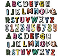 Pilikoll 62 Pezzi Toppe Termoadesive di Lettere e Numeri Applique e Patch Decorative Applicabili con Ferro da Stiro Lettere Numeri da Applicare Su Tessuto per Sport, Magliette in Jersey, Magliette