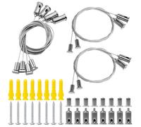 Pilikoll 8 Pezzi 1.5mmx1m & 1.5mmx2m Cavo Supporto Soffitto Acciaio Regolabile Cavetto Acciaio Cavi per Lampadari a Sospensione Set Di Cavi Sospensione In Acciaio per Pannello LED, Soffitto, Lampade