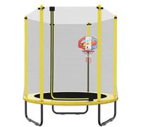 PILIN Trampolino Da Giardino Per Bambini Con Rete Di Sicurezza e Canestro, Peso Massimo 50 Kg Uso Esterno e Interno Trampolino Per Bambini Ø 150 Cm Regalo Di Compleanno Per Bambini