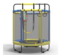 PILIN Trampolino per bambini, Trampolino per interni/esterni con altalena, barre per la ginnastica, cerchi, cesto Trampolino per interni/esterni, 145cmx170cm, capacità di peso 50kg