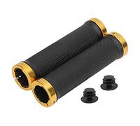 Pilipane 5x0.9x1.3in Manopole Manubrio Bicicletta, 1 Paio Manopole Manubrio Bici, Leggere e Antiscivolo Manopole Manubrio Mountain Bike con Tappo, Manopole Bici per Tutti i Manubri Regolari(Oro)