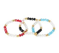 Pilipane Beaded Bracelet Crystal Bracelet Wrist Bracelets Shiny Stylish Stackable Jewelry for Women Girls 3pcs Multicolor Elastic Rope