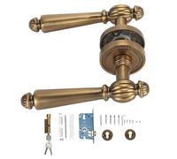 Pilipane Bronze Door Handle Lock Quiet Copper Core Retro Antique Golden Design Metal Door Lock for Bedroom Living Room Brass Stainless Steel 1312g 2 Handles 3 Keys