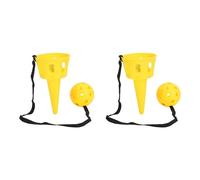 Pilipane Catch A Ball Set Superficie Opaca in plastica Presa Stabile Lancio e Cattura Gioco con la Palla per Esercizi di riflessività Giochi all'aperto per Bambini Regalo per Bambini 2 Set (Gialla)