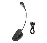 Pilipane Clip On Light Black USB Rechargeable LED Reading Lamp with 9 Level Brightness 7 Lamps Foldable Flexible Gooseneck for Office Bedroom Study