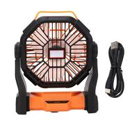 Pilipane Fan da campeggio a LED con ventola di campeggio esterno portatile da 8000 mAh con luminosità regolabile e velocità per la tenda per la pesca uragano di emergenza materiale (Arancia)