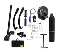 Pilipane Immersione sistema respiratorio portatile da 0,5 l con copertura completa per il viso per immersioni, snorkeling, in alluminio, acciaio inox, silicone, ABS, materiale subacqueo (nero)