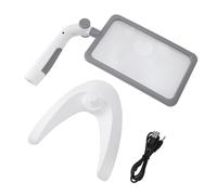 Pilipane Lente d'ingrandimento con supporto luminoso, 48 LED, girevole 2,5 volte, temperatura 3 colori, lente d'ingrandimento regolabile per leggere anziani con disabilità visiva, materiale ABS