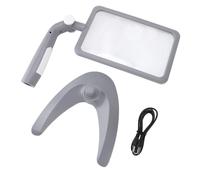 Pilipane Lente d'ingrandimento con supporto luminoso, 48 LED, girevole a 2,5 volte, temperatura a 3 colori, lente d'ingrandimento regolabile per leggere anziani con disabilità visiva, materiale ABS