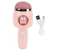 Pilipane Microfono per bambini carini wireless bluetooth adorabile microfono per microfono portatile per la casa per feste per le prestazioni cantare giocattolo addominali cavo di (Rosa)