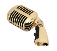 Pilipane Microfono Vintage Zinco Lega Auto-Tensione Rotazione Rack Retro Dinamico Vocale Microfono per KTV (Oro)