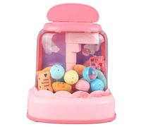 Pilipane Miniatura Claw Machine Toy Electric Bambole Grabber Game con luci Musicali 6 Bambole 10 Palline per Bambini di coordinamento in plastica Rosa Allenamento