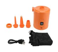 Pilipane Pompa ad aria elettrica con 4 ugelli, gonfiabile, 5200 mAh, USB ricaricabile, indicatore LED portatile, gonfiatore per pneumatici da campeggio (arancione)