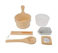 Pilipane Sauna Sauna Kit Secchio in Legno 4L Accessori per Bagno Turco Resistenti ad Alta Temperatura Imposti con Clessidra per igrometro del termometro per Bagno Spa per Bagno Doccia