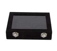 Pilipane Scatola per esposizione di gioielli Organizzatore per anelli di velluto con coperchio trasparente 7 slot in legno compresso acrilico per le donne, regalo per la festa della mamma (Nera)