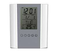 Pilipane Sveglia digitale con display a temperatura, portapenne da tavolo, organizer con ampio schermo LCD, sveglia multifunzione, portapenne per bambini, amici, materiale ABS 12x10x5 cm
