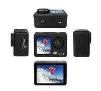 Pilipane Telecamera d'azione 4K wifi con fotocamera sportiva impermeabile con doppio schermo video HD da 16 MP HD 30fps 160 ° largo lente angolare per surf surfing kit di montaggio