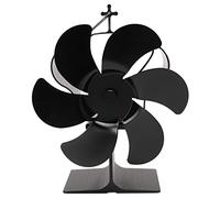 Pilipane Ventilatore per Stufa Alimentato a Calore 6 Pale Non Elettrico Ventilatore per Camino Autoavviante Corona Resistente alle Alte Temperature Nera per Forni di Pellettizzazione a Gas