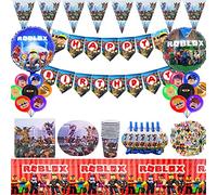 PiliStar Roblox Birthday Party Set,115 Pezzi Roblox Articoli Feste con Striscione lnclude Bandierine,Tovaglie, Tazze, Tovaglioli, Palloncini per 10 Ospiti…