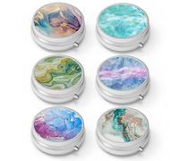 Pill Box 3 scomparti per pillole medicinali, scatola portatile per pillole o tasca scatola per pillole decorativo in metallo medicina vitamina Organizer (6 pezzi)