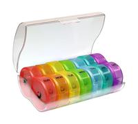 Pill Case Unit, Portable Pill Case, Colorful Clear Box, Daily Supplement Container, Medication Purse Pocket Reminder and Seniors Storage Travel Health Management System Accessory