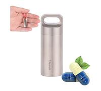Pill dispenser Capsula for pillole in titanio, flacone for pillole impermeabile for sopravvivenza all'aperto, collana portapillole portatile, confezione da 2