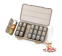 Pill dispenser Organizzatore di pillole, portapillole da viaggio 7 giorni, portapillole ermetico impermeabile a prova di umidità, senza BPA, facile da aprire (Size : 21 grids-brown)