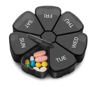 Pill dispenser Organizzatore di pillole, portapillole da viaggio settimanale, agenda giornaliera for medicinali a scomparti grandi, selezionatore e promemoria for dispenser di pillole (Color : Black