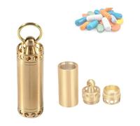 Pill dispenser Portachiavi portapillole in ottone, portapillole impermeabile da viaggio, flacone for pillole EDC da esterno for tasca quotidiana e kit di sopravvivenza da campeggio (Size : Large-2PCS