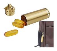 Pill dispenser Portachiavi portapillole in ottone, portapillole impermeabile da viaggio, flacone for pillole EDC da esterno for tasca quotidiana e kit di sopravvivenza da campeggio (Size : Large)