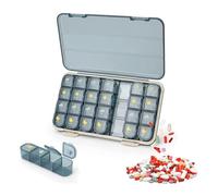 Pill dispenser Portapillole Organizer 4 volte al giorno, contenitore for medicinali for 7 giorni con coperchio, for tasca da viaggio quotidiano, facile apertura (Size : 4 times a day -blue)