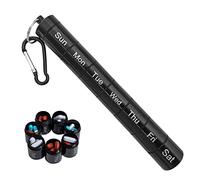 Pill dispenser Portapillole, portachiavi portatile for portapillole, tubo for pillole da viaggio, organizer for medicinali impermeabile for 7 giorni in lega di alluminio (Color : Black)