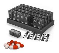 Pill dispenser Portapillole Portapillole for Un Mese, Portapillole Portatile Compatto da Viaggio for la mattina e la sera, Portapillole Quotidiano ermetico, 32 Scomparti (Color : Black)