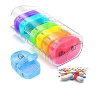 Pill dispenser Portapillole settimanale 2 volte al giorno, portapillole mattina/pomeriggio, 7 giorni, piccolo da viaggio, for farmaci, oli di pesce, vitamine, integratori, confezione da 2