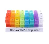 Pill Organizer Monthly Am/Pm,20.5x10.3x7cm Medication Organizer 31 Day Am/Pm Removable Compartments Pill Case For Each Day - Pilll Dispenser Supplements Box Small Pills Container