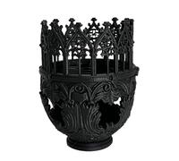 Pillar Candle Holders - Cathedral Design Table Decoration | Candlelight Stand For Home | Black Vintage Candlestick Holder Set | For Dinner Room, Fireplace Mantel, Farmhouse Wedding Decor