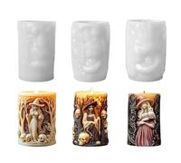 Pillar Candle Mold, 3 Pieces Witch Candle Casting Silicone Set, Handmade Soap Making Craft Tool for Art Projects, Relaxation, Home Decor, Holiday Events, Travel, Birthday Activities, Friends Gathering