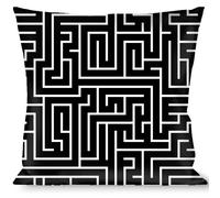 Pillow Decorative Throw Maze Black White Red