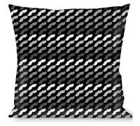 Pillow Decorative Throw Mustache Monogram Black Grays
