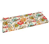 Pillow Perfect Bright Floral Indoor/Outdoor Sofa Bench Swing Cushion with Ties Cuscino per Panca/Altalena, Spun_Poliestere, Verde, 45" x 18"