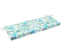 Pillow Perfect Paisley Indoor/Outdoor Sofa Setee Bench Swing Cushion with Ties Gilford Baltic-Cuscino per Panca, Poliestere, Blu, 18" x 45"