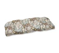 Pillow Perfect Paisley Indoor/Outdoor Sofa Setee Swing Cushion Tufted, Resistente alle intemperie e allo sbiadimento, Poliestere, Blu/Marrone, 19" x 44"