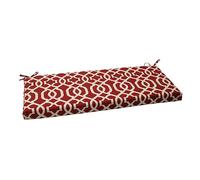 Pillow Perfect Trellis Indoor/Outdoor Sofa Setee Bench Swing Cushion with Ties Cuscino per Panca/Altalena, Sintetico, Rosso, 1 Count (Pack of 1)