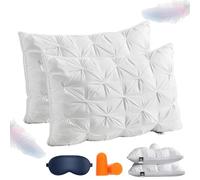 Pillow Sleephaven, The Bao Pillows, Sleephaven Ergonomic Design Fluffy, Low/Medium/High, Breathable, Soft, Cooling, for Back, Side (White,1Pair,Low)