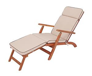 PillowPrim Cuscino per sedia a sdraio, per esterni, 178 x 47 cm, 5 cm, cuscino imbottito per sedia a sdraio, spesso, confortevole e durevole, marrone